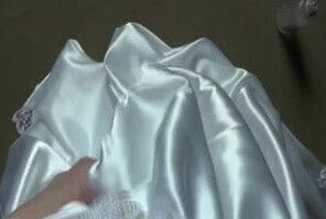 playing oil cock in my White Wedding Satindress