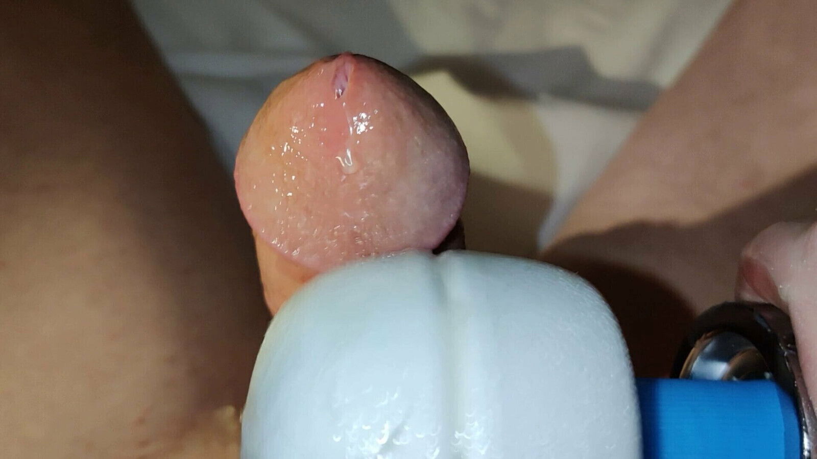 Close-Up With Hitachi Wand Vibrating Dick