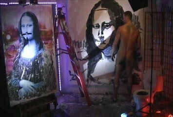 Brent Ray Fraser Penis Paints Da Vinci's Mona Lisa