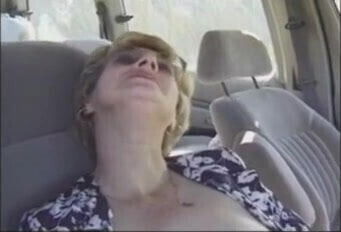 Granny fucking with young man on car