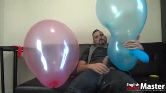 English Leather Master smokes cigars jerks while blowing popping balloons PREVIEW