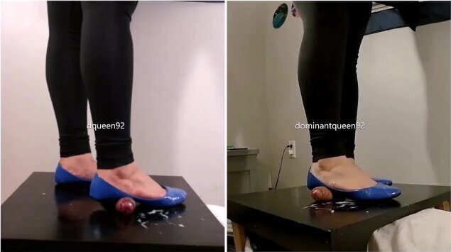 Amateur Breaking in new Blue Madden Flats on his cock Shoejob