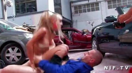 French bitch gets hammered garage