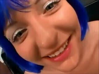 Charming blue haired german bukkake