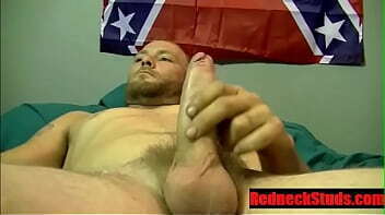 Straight dirty Roofer strokes his meaty dick for cash- RedneckStuds.com