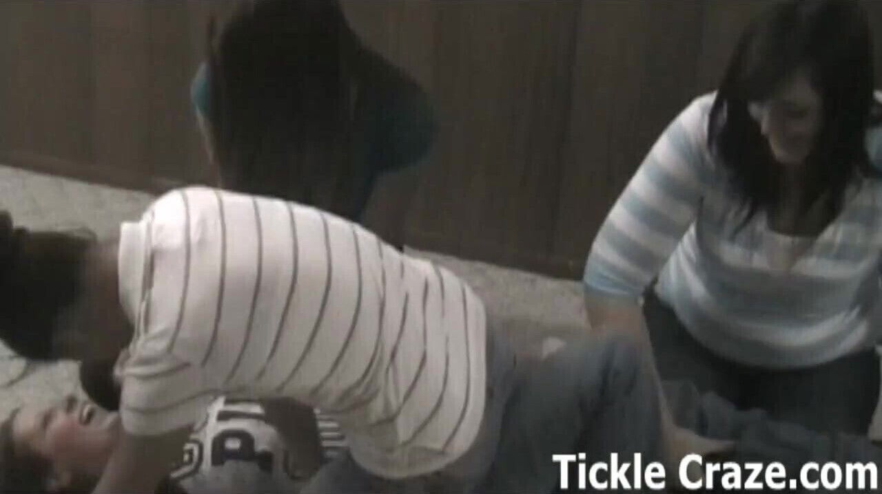 Three girls ticklish wrestling match