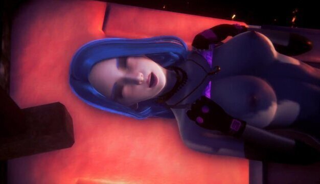 Jinx is climbed onto the medieval wooden pyramid