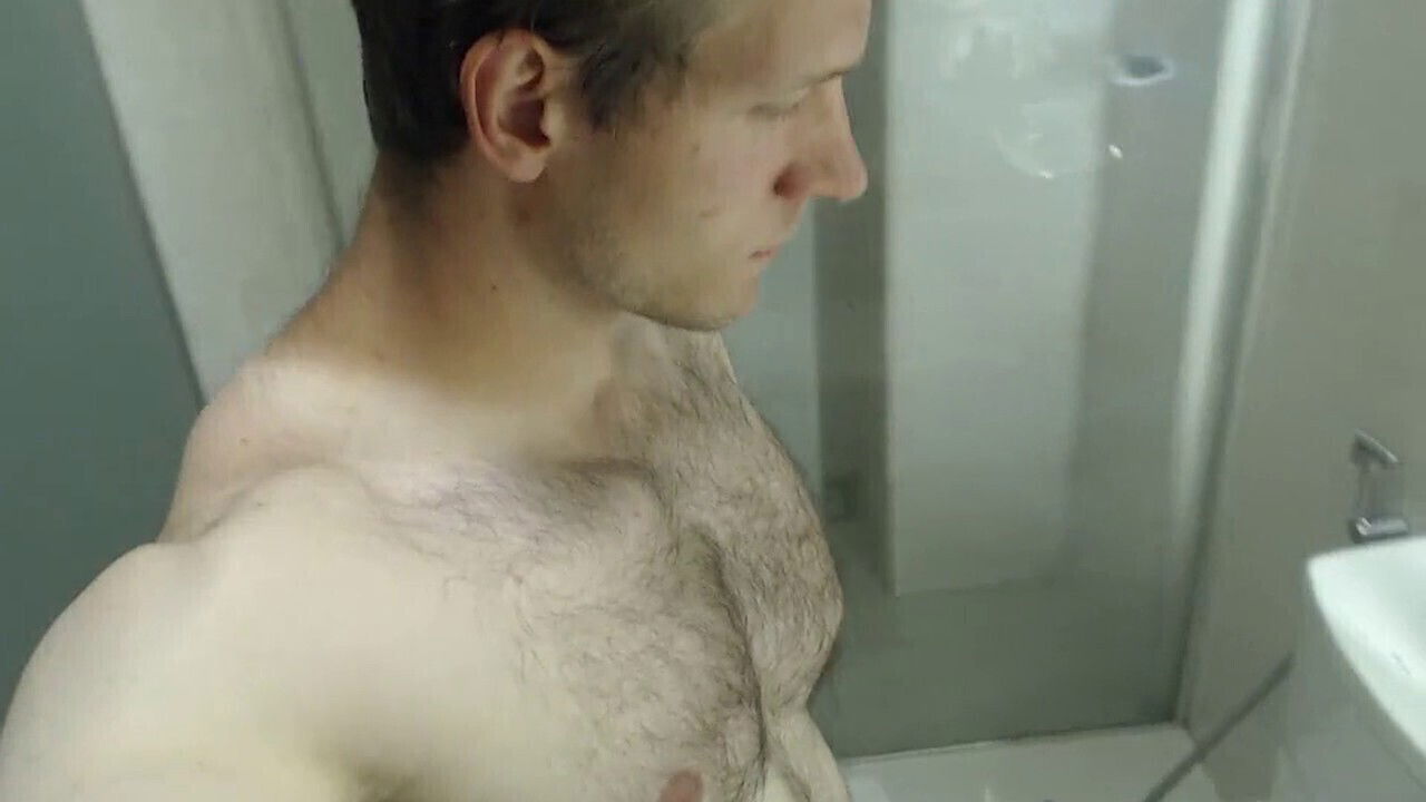 Shower, muscle, fur covered