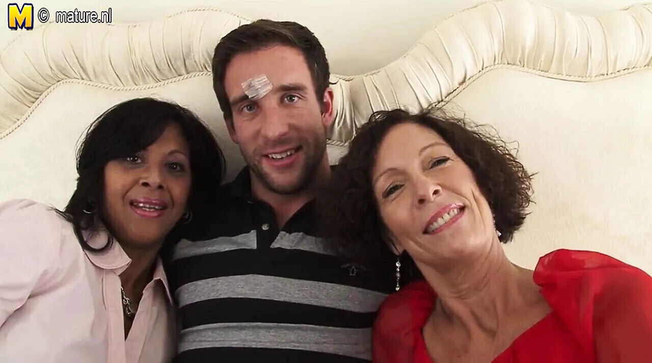 mature aunties sharing young boy's