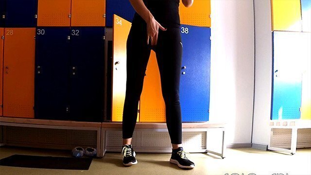 School locker room, innocent public masturbation