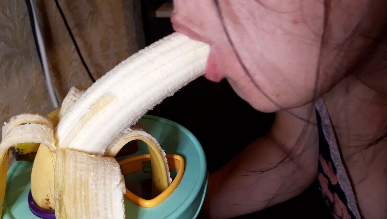 Sucking banana mouth