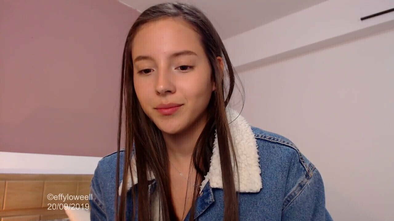 Sweet skinny girl seduces while dresses