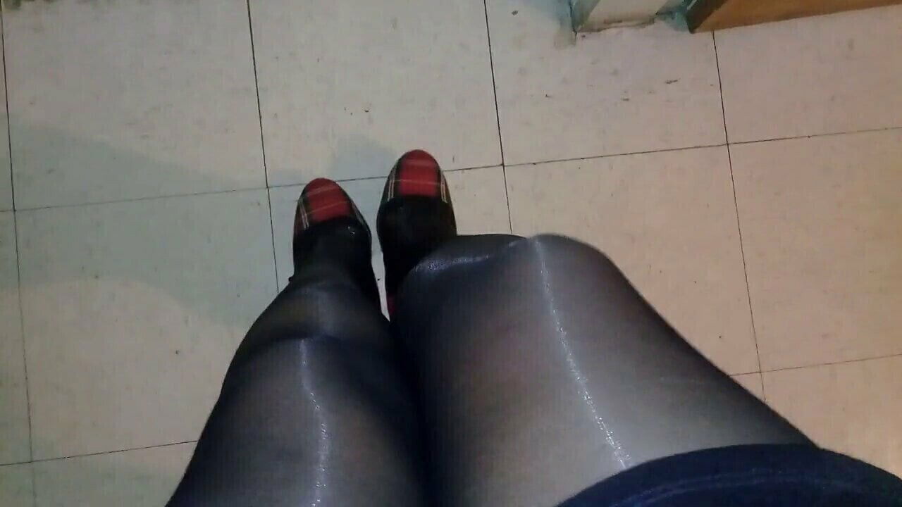 Shiny pantyhose ASMR heels