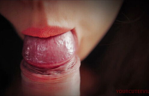 Sensual close-up frenulum licking LOVES GLANS