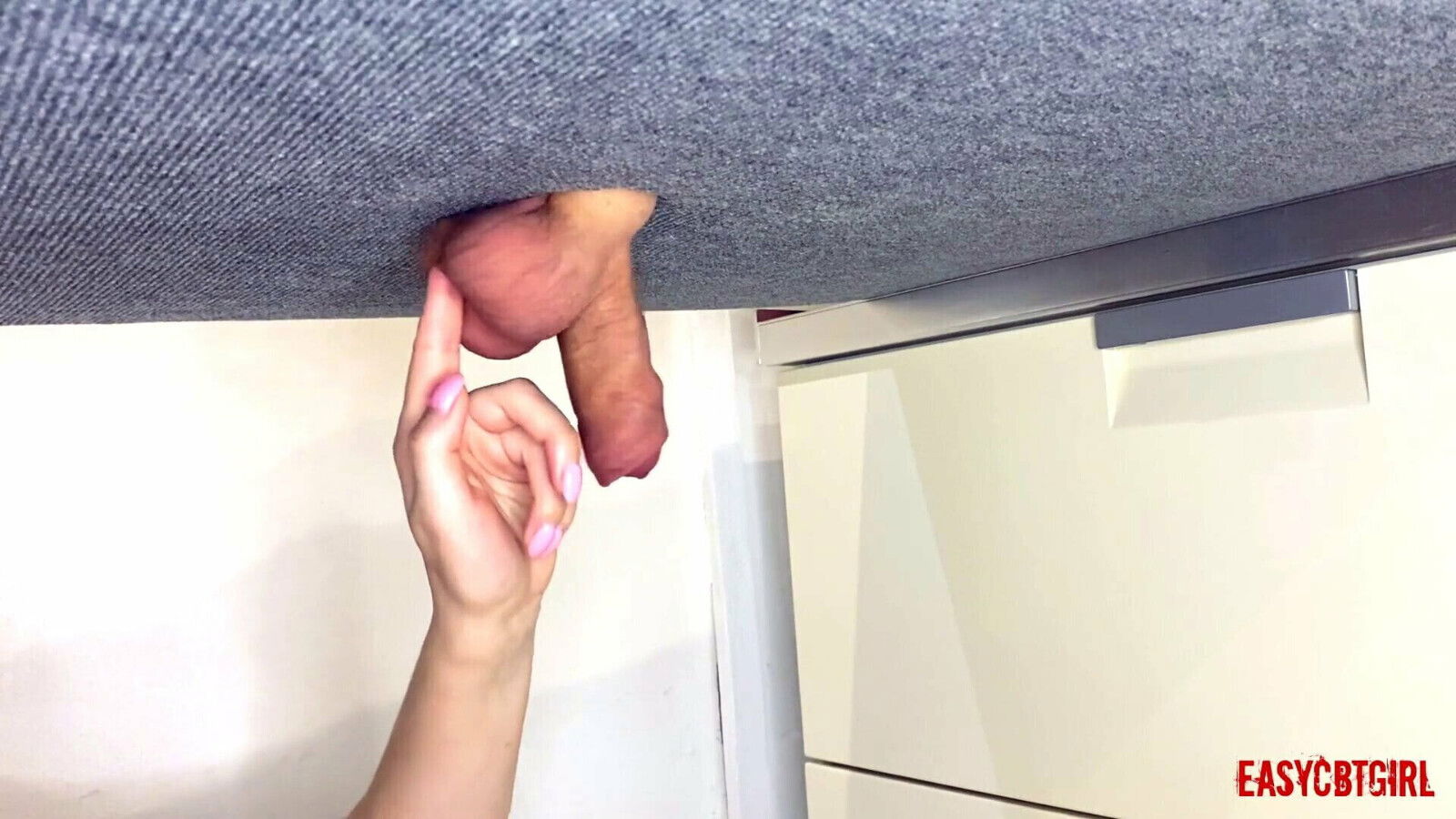 Mistress points finger balls snaps fingers