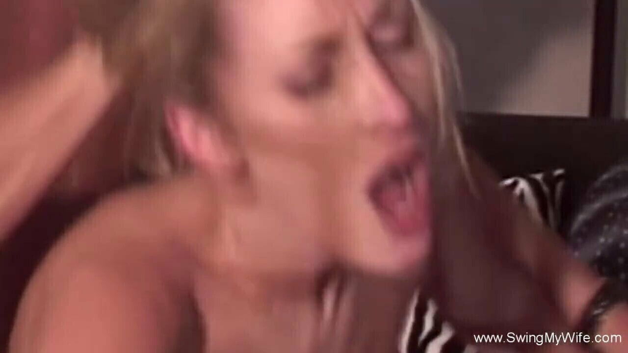 Interracial threesome Blonde Swinger Wifey