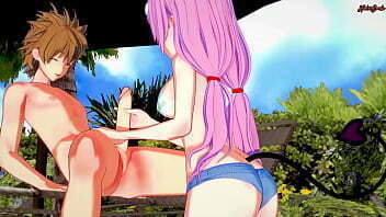 Rito Yuuk fucks Lala Satalin at the pool, cums on her tits - To Love Ru Hentai.
