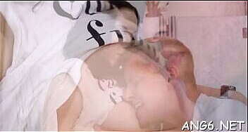 Startling young brunette Andy Darling caresses slit