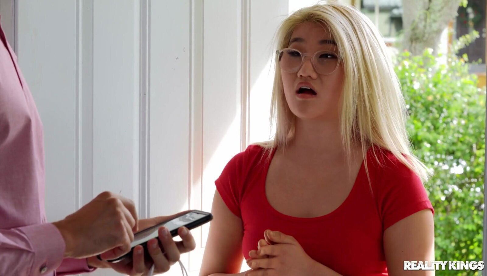 Yammy blonde asian Sofia hooks with long-dicked