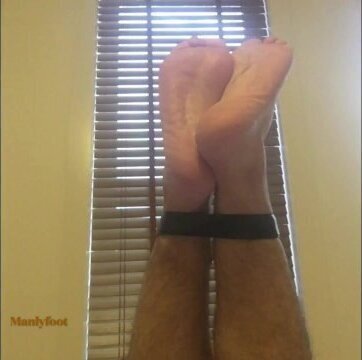 Male foot bondage black leather belt bastinado whipping first time trying Manlyfoot