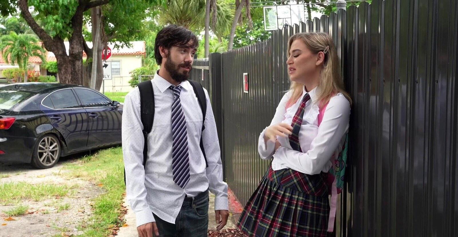 Sexy Blake Blossom wearing stockings with trimmed pussy having