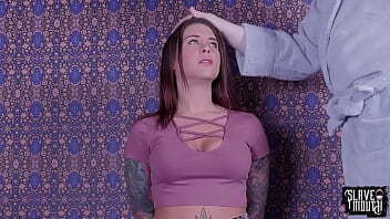 Food fetish BDSM slave eats cum over and over