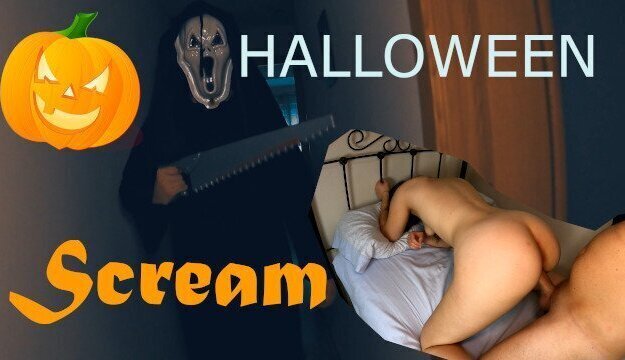 Halloween Scream is coming for me and we have really rough sex He cums on my ass