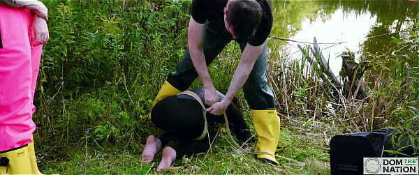 Submissive painslut softened painal punishment with some dunks pond Lydia Black Charlotte Sartre real outdoor BDSM documentary filmed Wisconsin