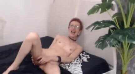super skinny granny fucks dildo