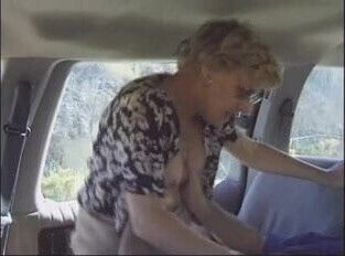 Blonde Granny Patrica Gets Fucked in the Back Seat