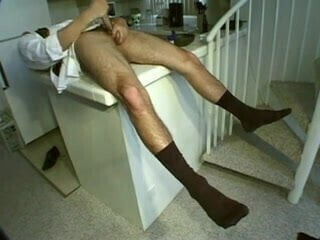 Cute Businessman Cums on His Sweaty Black Socks After Work