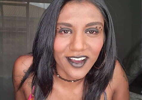 Desi slut wearing black lipstick wants lips tongue rapped around your dick taste your lips close fetish