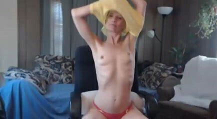 skinny milf rides dildo and sucks