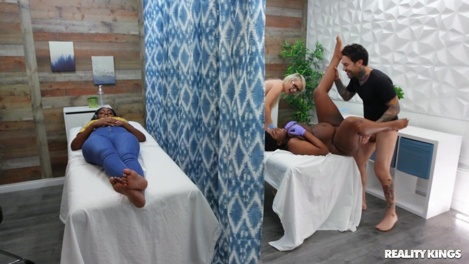 Shameless black white nurses have threesome