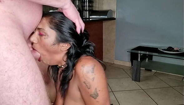 Indian friend getting turns hair pulled throats fucked Interracial face fucking threesome