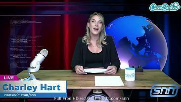 Camsoda Blonde Milf rides Sybian masturbates during news cast