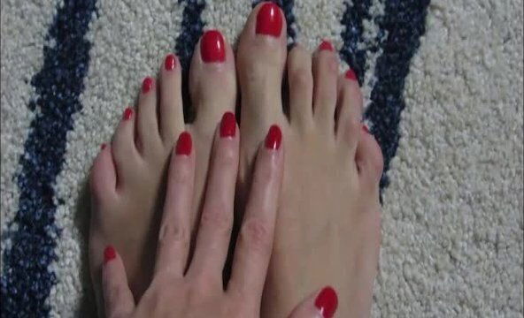 Really cute mani pedi Lady Bellatrix flaunts freshly pedicured feet long fingernails