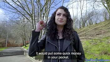 Smalltits alt babe rides POV dick for cash after blowjob