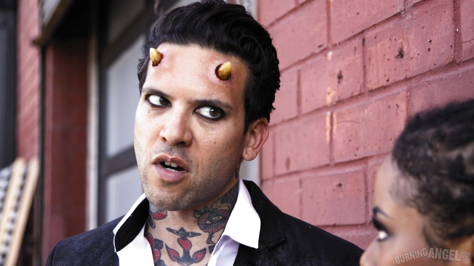 Premium display with three evil whores sharing the load