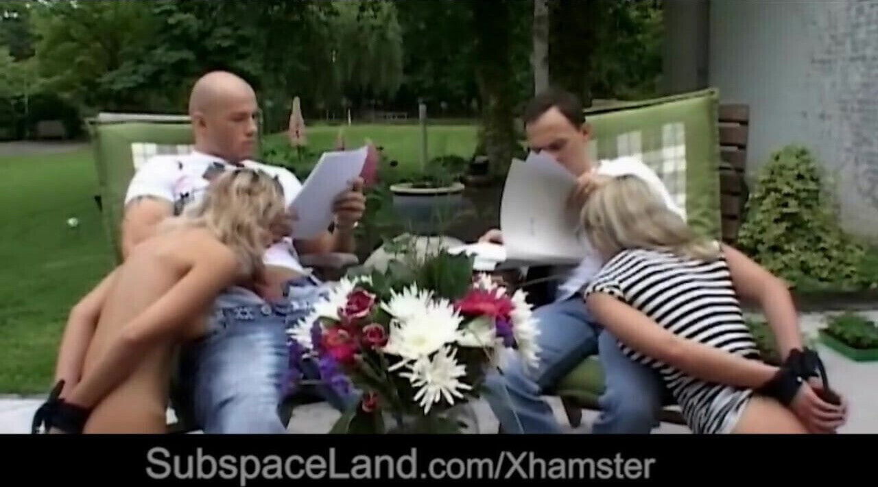 Two blonde slaves opressed hard by them Masters