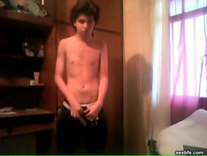 Tall skinny webcam strokes dick