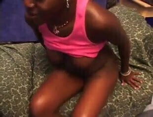 Lactating ebony feeds grandpa