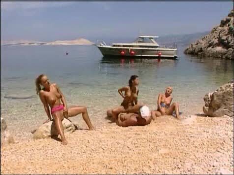 Boat captain fucks three babes beach