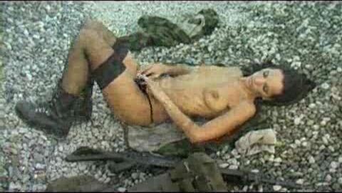 Military girl rocks masturbating