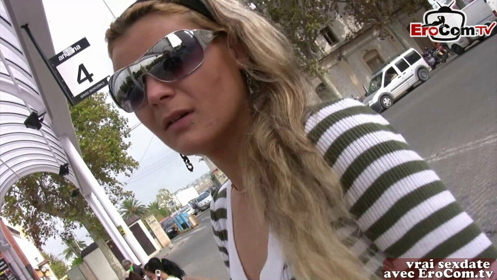 Skinny French blonde teen picked station