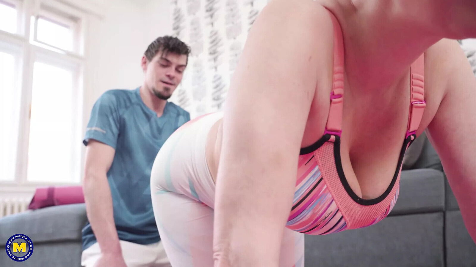 Busty mature Liza Pinelli fucks young yoga teacher