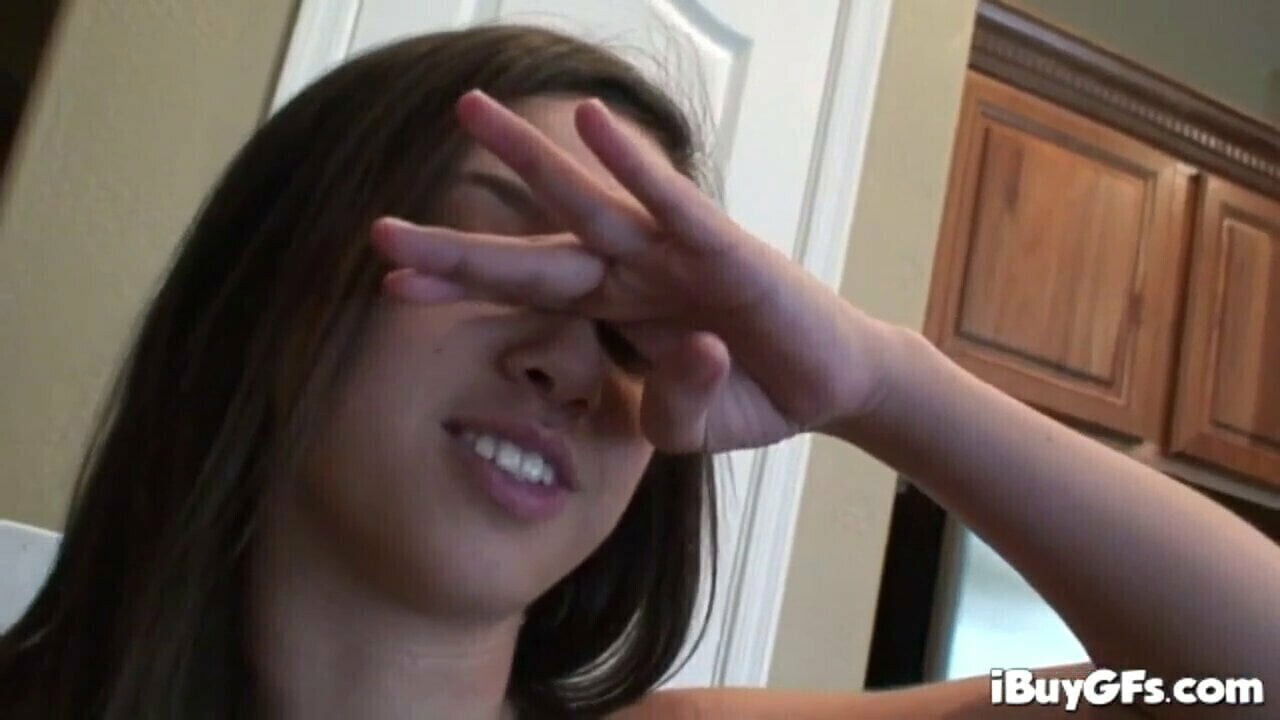 Ball sucking teen slut chews sack