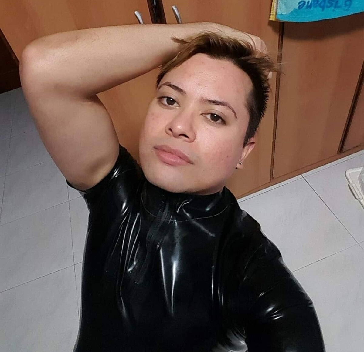 Horny rubber latex leggings gloves