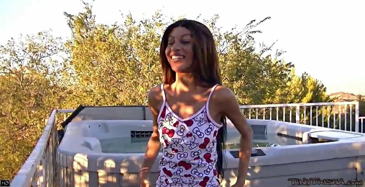 Tiny Trisha Masturbates with Dildo Outdoors