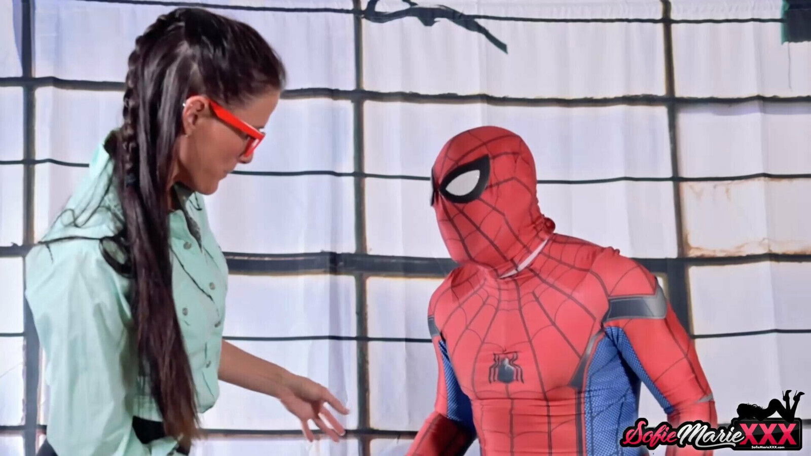 Naughty Aunt Sofie Marie Sucks Spiderman#s Massive Hard Dick
